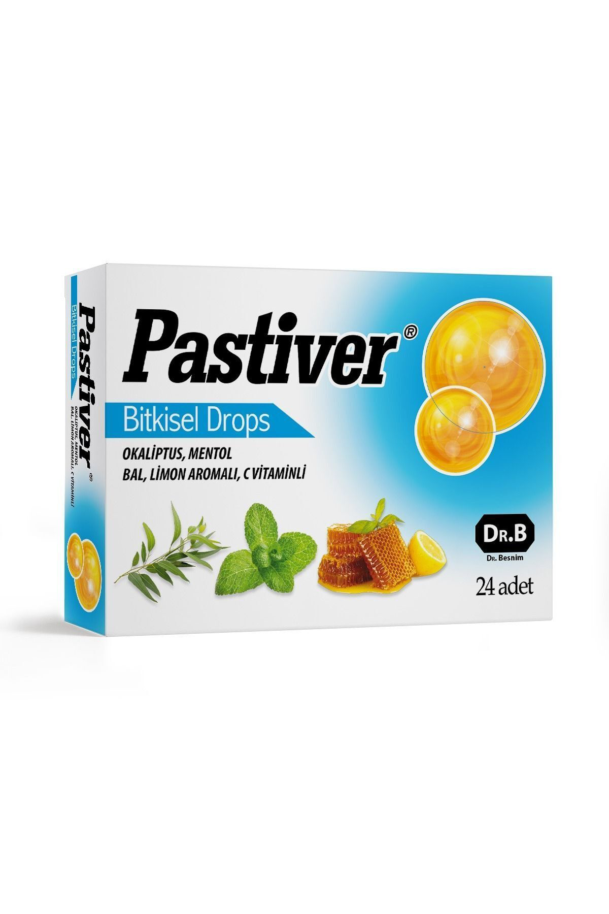Pastiver Bitkisel Pastil -okaliptus, Mentol, Bal, Limon Aromalı, 