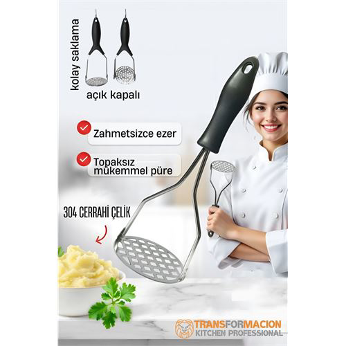 Patates Ezici 304 Paslanmaz Çelik Havuç Muz Avokado Ezici Patates Ezici 304 Paslanmaz Çelik Havuç Muz Avokado Ezici