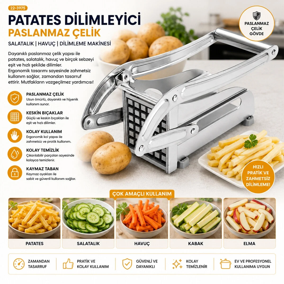 Patato-chıpper Manuel Patates - Sebze Dilimleme Makinesi Komple Metal Üstten Kollu Bx40 Fiyatı, Yorumları ve Özellikleri