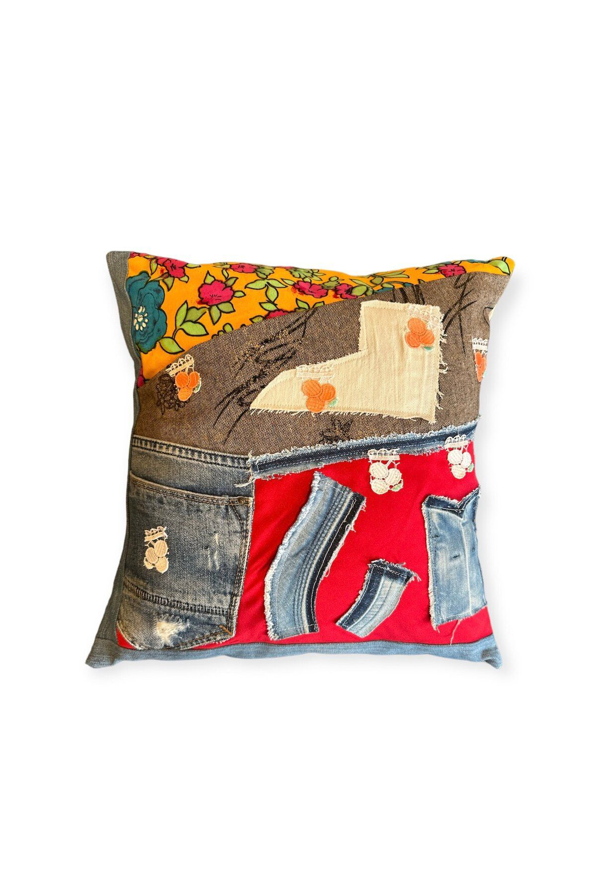 Esta Rubon Patchwork Kırlent El Yapımı