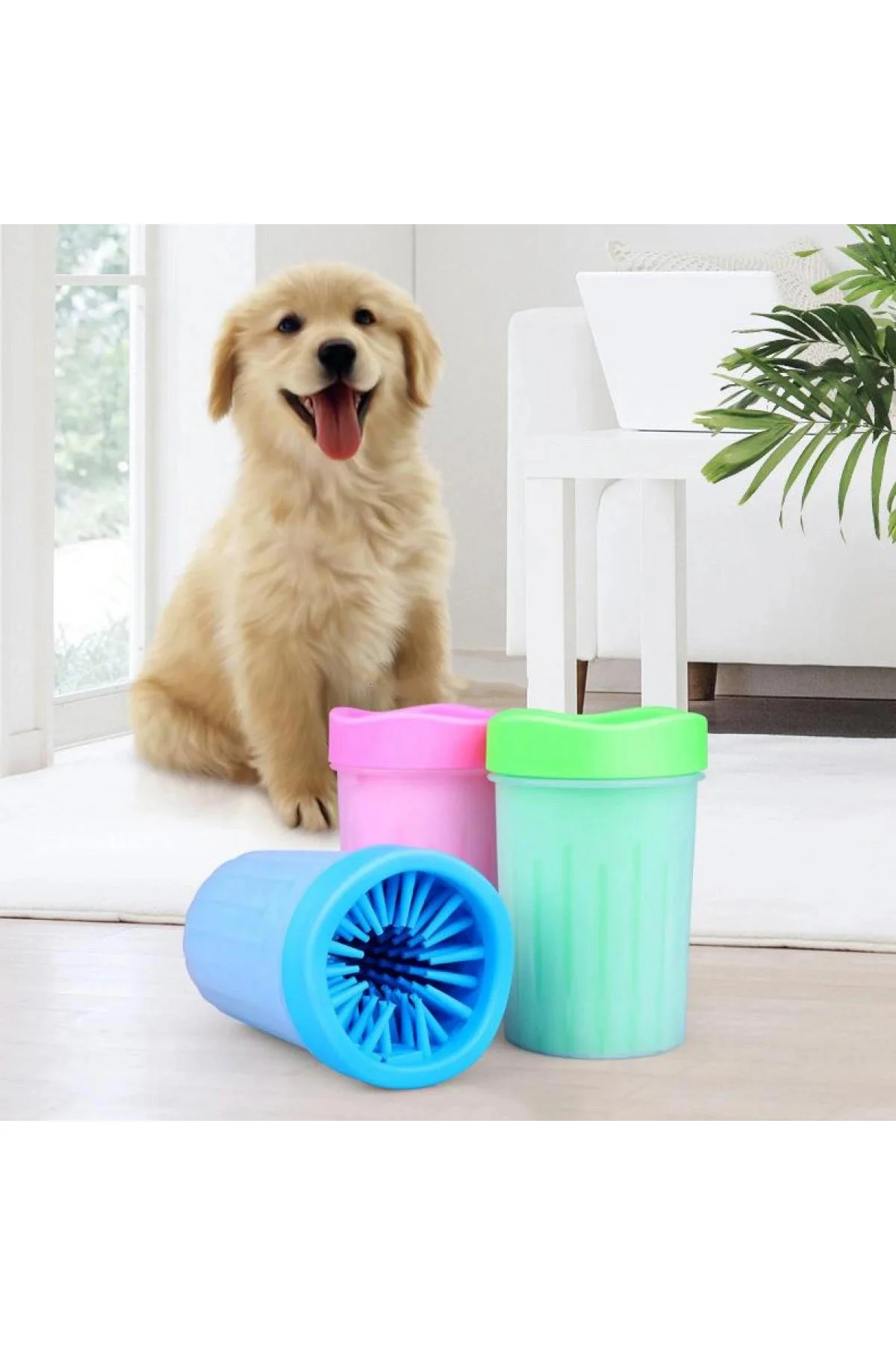 Pati Ayak Yıkama Kovası Silikon Jel Fırçalı Kedi Köpek (Küçük) - Görsel 3
