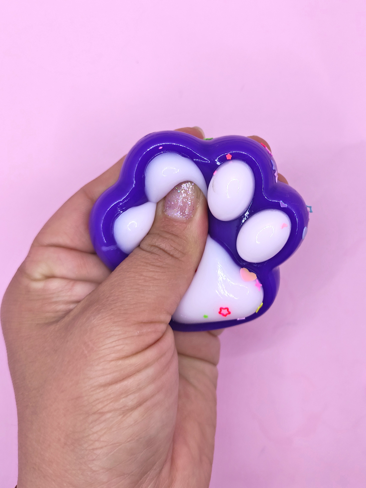 Limmy Pati Taba Squishy Kedi Pati Sıkma 7 Cm Pullu Pati Sukuşi - Mor