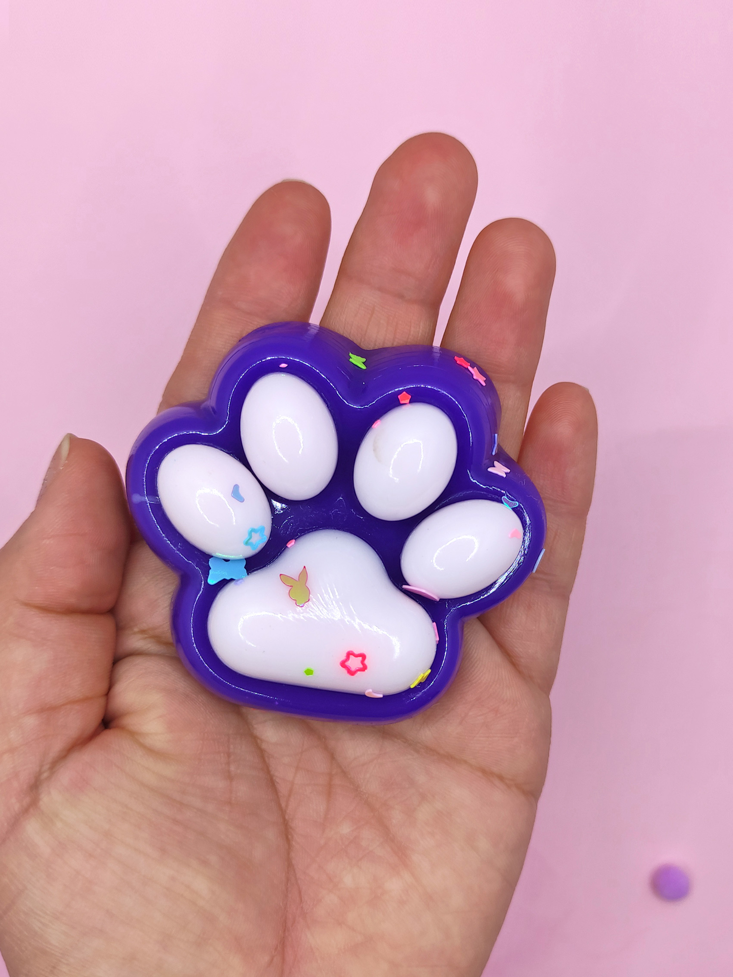 Limmy Pati Taba Squishy Kedi Pati Sıkma 7 Cm Pullu Pati Sukuşi - Mor