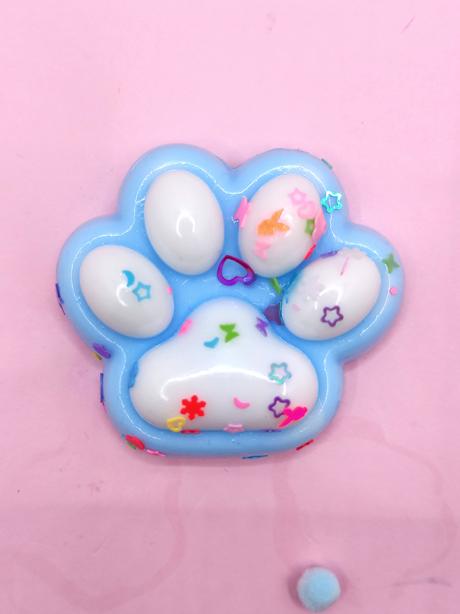 Limmy Pati Taba Squishy Kedi Pati Sikma 7 Cm Pullu Pati Sukuşi - Mavi