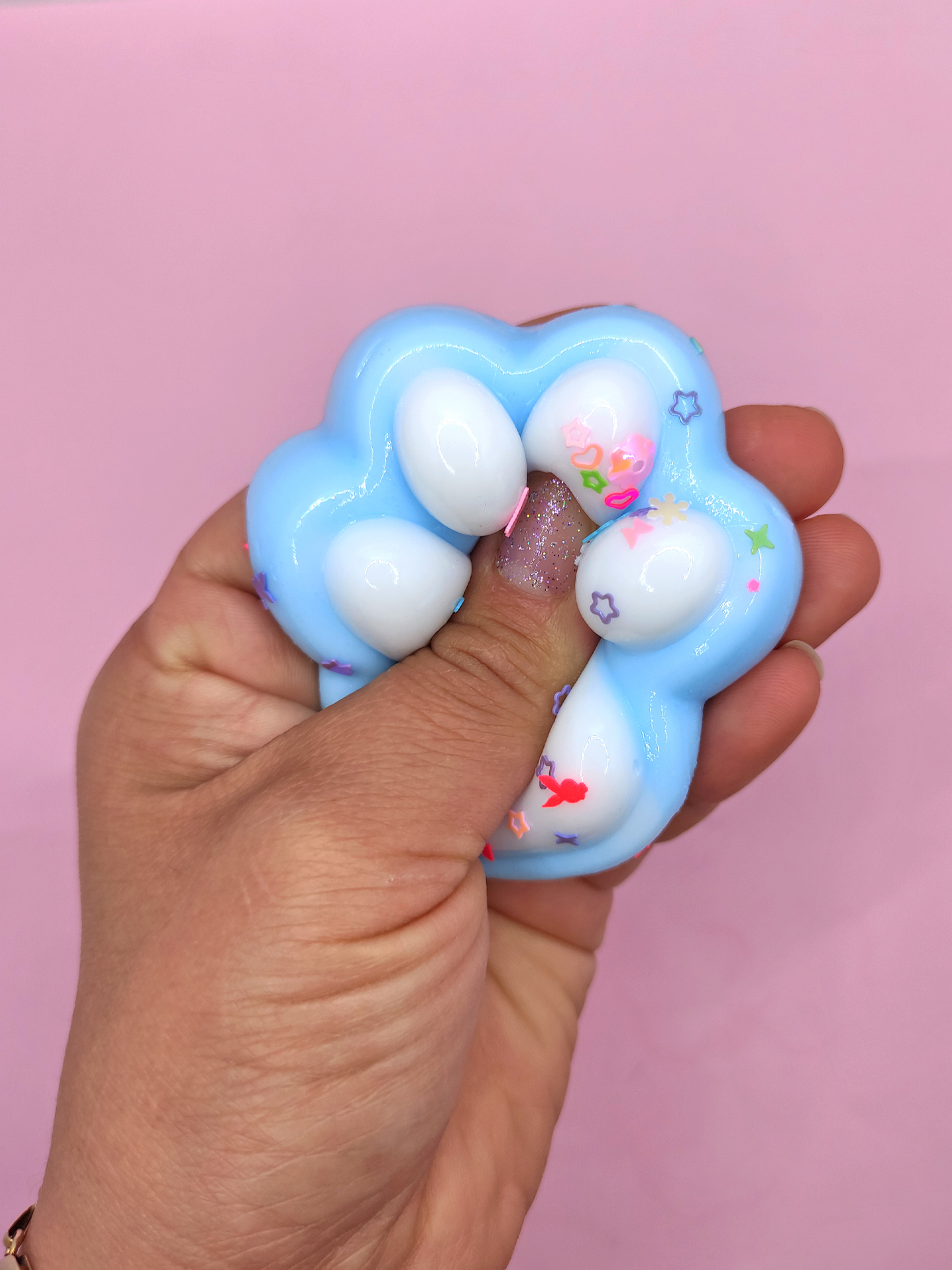 Limmy Pati Taba Squishy Kedi Pati Sikma 7 Cm Pullu Pati Sukuşi - Mavi