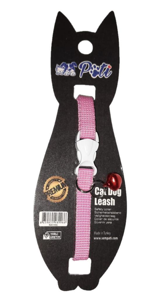 Pati Yavru Köpek ve Kedi Boyun Tasması (Ayarlanabilir) Düz Pembe