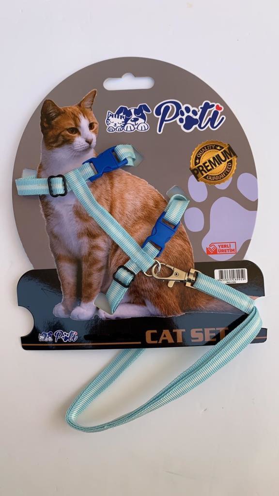 Pati  Yavru Köpek Ve Kedi Gezdirme Takım Tasması (Ayarlanabilir) M