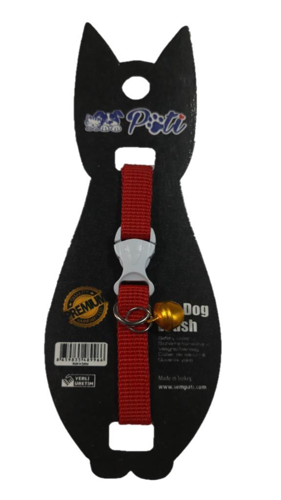 Pati  Yavru Köpek Ve Kedi Boyun Tasması (Ayarlanabilir) Düz Kırmız