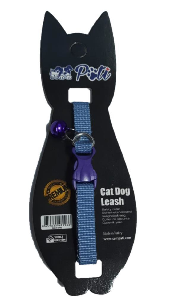 Pati  Yavru Köpek Ve Kedi Boyun Tasması (Ayarlanabilir) Düz Mavi