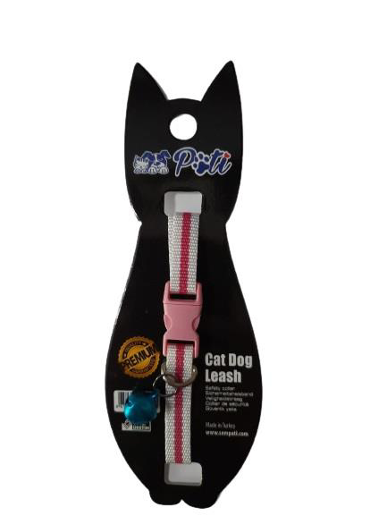 Pati Yavru Köpek ve Kedi Boyun Tasması (Ayarlanabilir) Beyaz-Pemb
