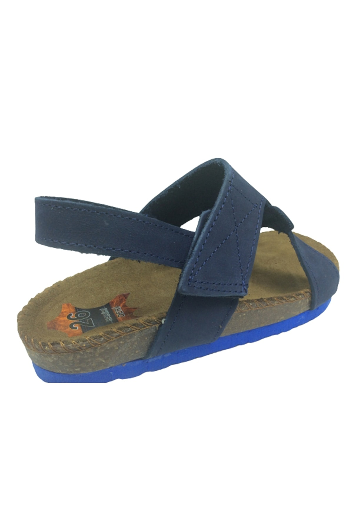 Patik Erkek Çocuk Sandalet Lacivert Nubuk Cırtlı Deri Mantar Taba