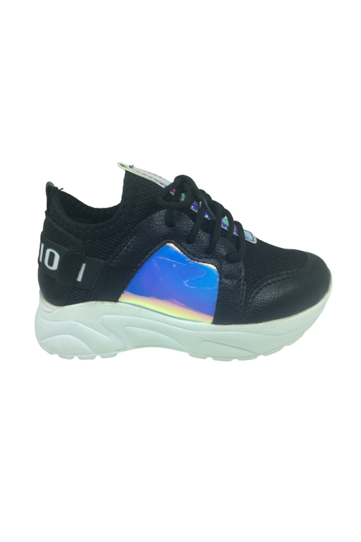 Patik Siyah Hologramlı Düz Aynalı Kız Çocuk Günlük Spor Ayakkabı 