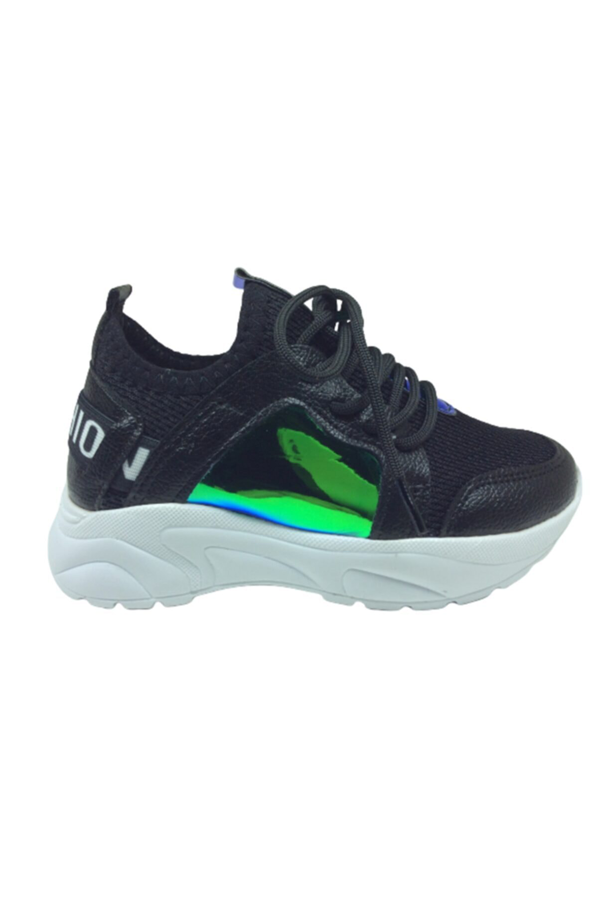 Patik Siyah Mavi Hologramlı Kız Çocuk Günlük Spor Ayakkabı Bağcık