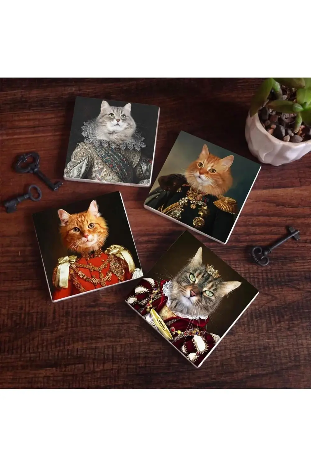 Patili Ekselanslar Taş Altlığı Seti - 4 Parça - Dekoratif, Mutfak