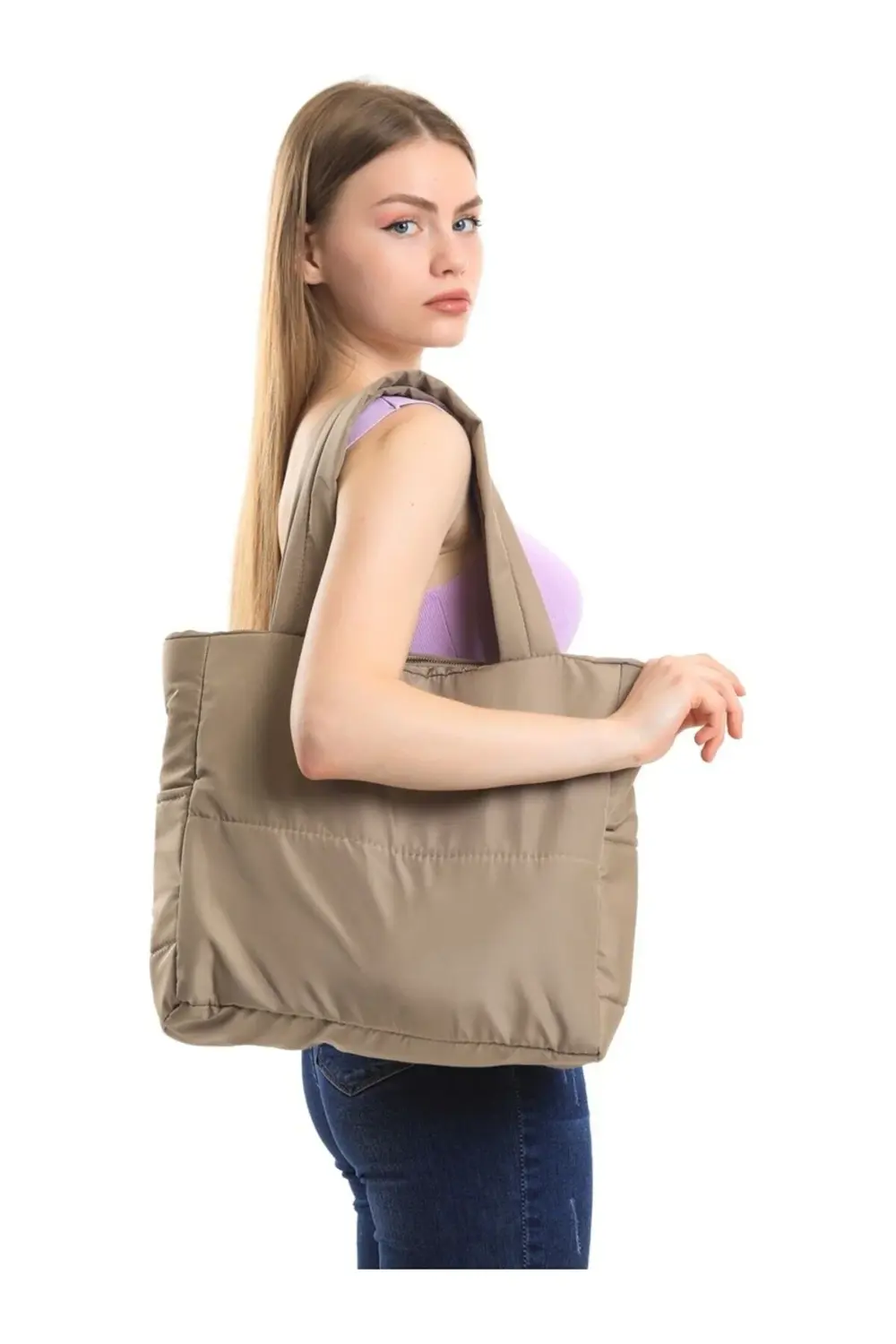Patlı Kadın Shopper Omuz Çantası