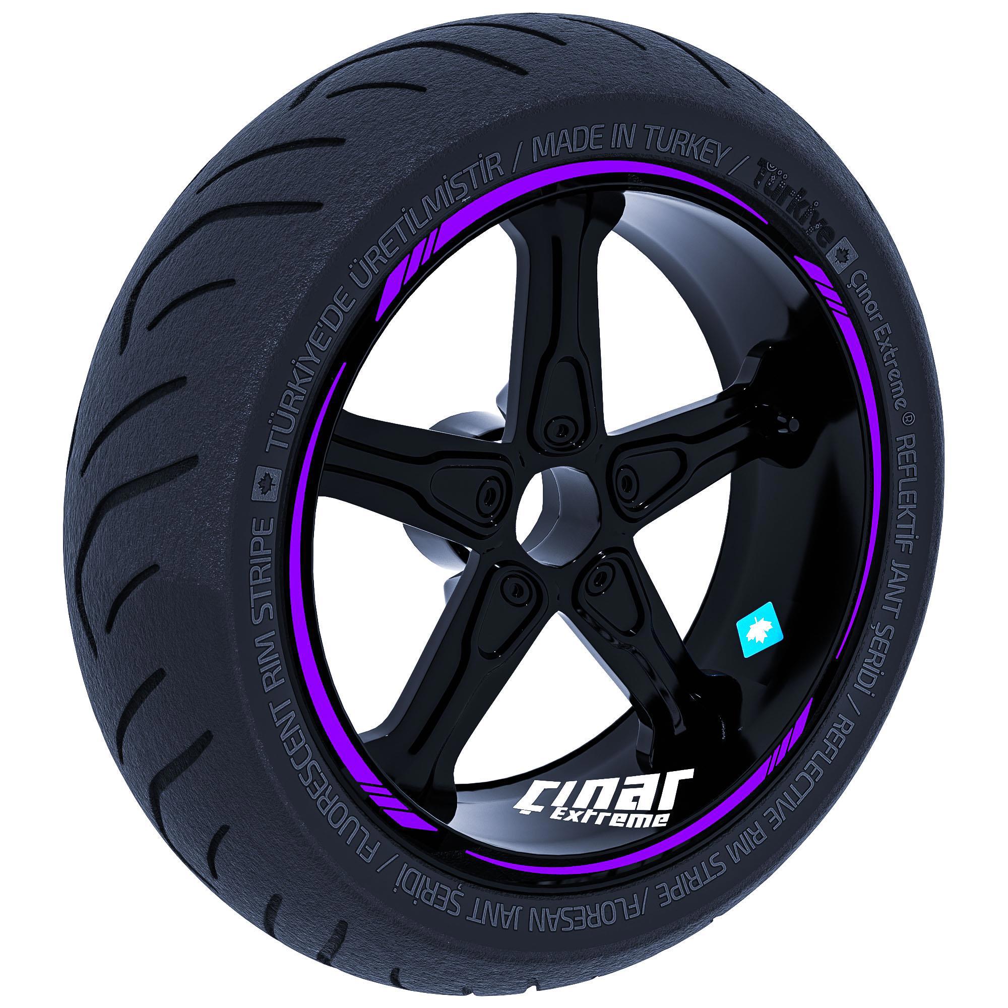 Patlıcan Moru 4 Parçalı Keskin Jant Şeridi Sticker Çınar Extreme 