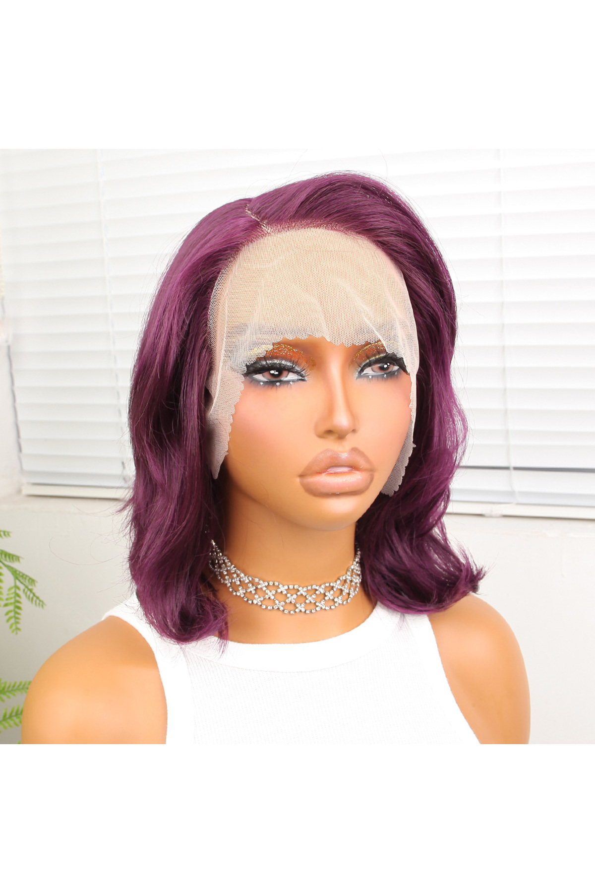 Nokteria  Patlıcan Moru Kısa Yan Tül Peruk - Maxora5521-3797