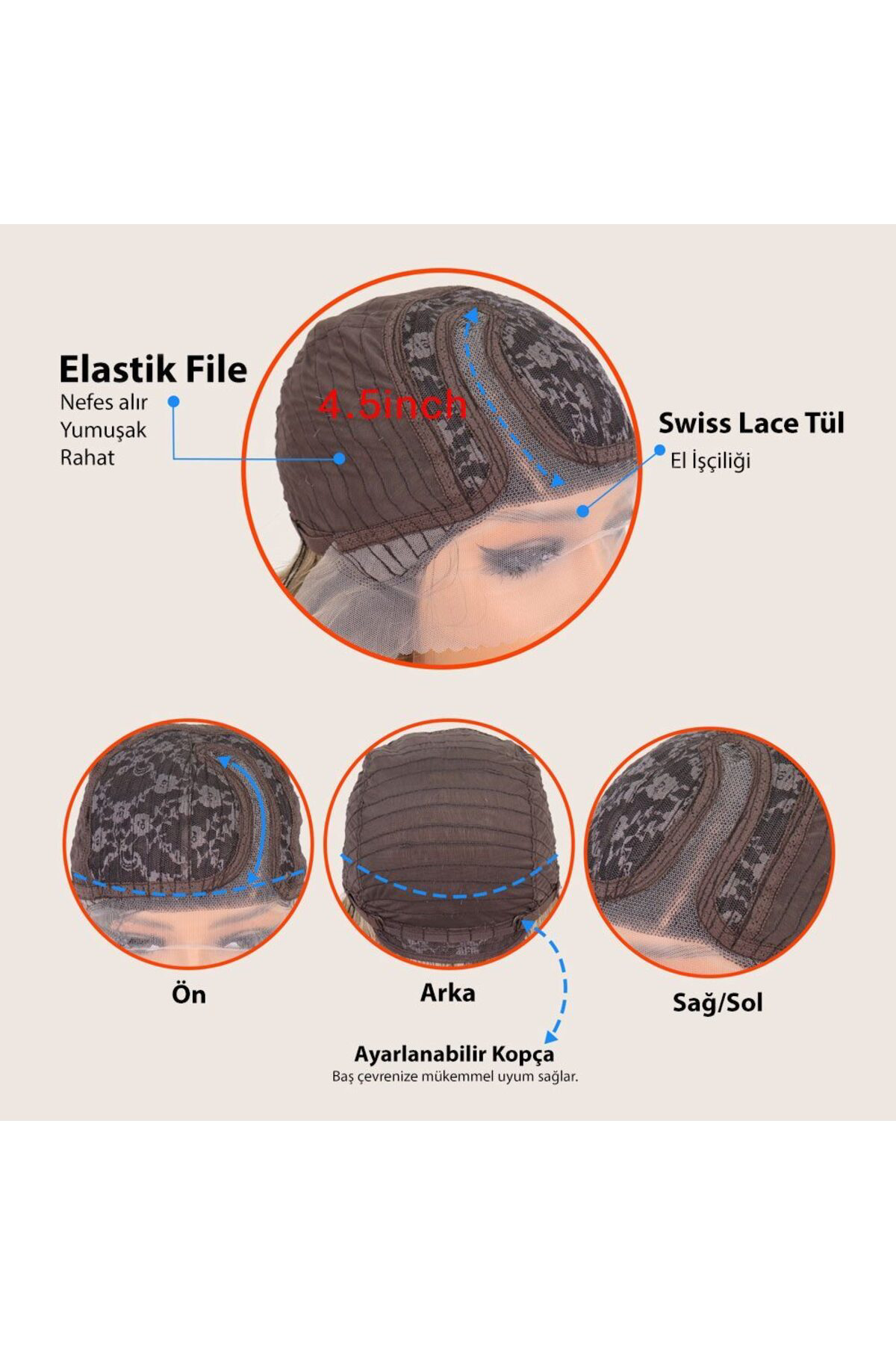 Nokteria  Patlıcan Moru Kısa Yan Tül Peruk - Maxora5521-3797