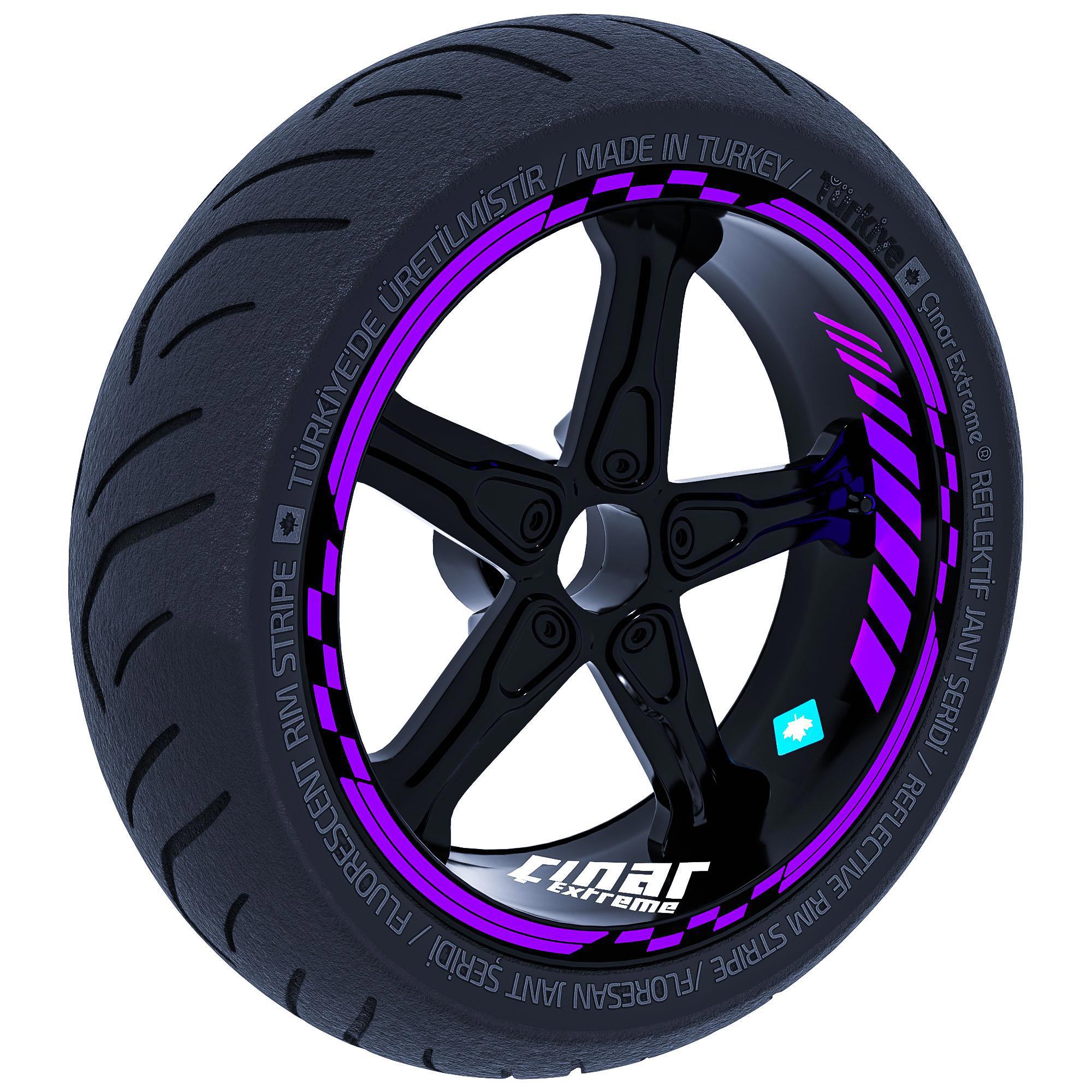 Patlıcan Moru Moto GP İç Dış Jant Şeridi Takım Sticker Çınar Extr