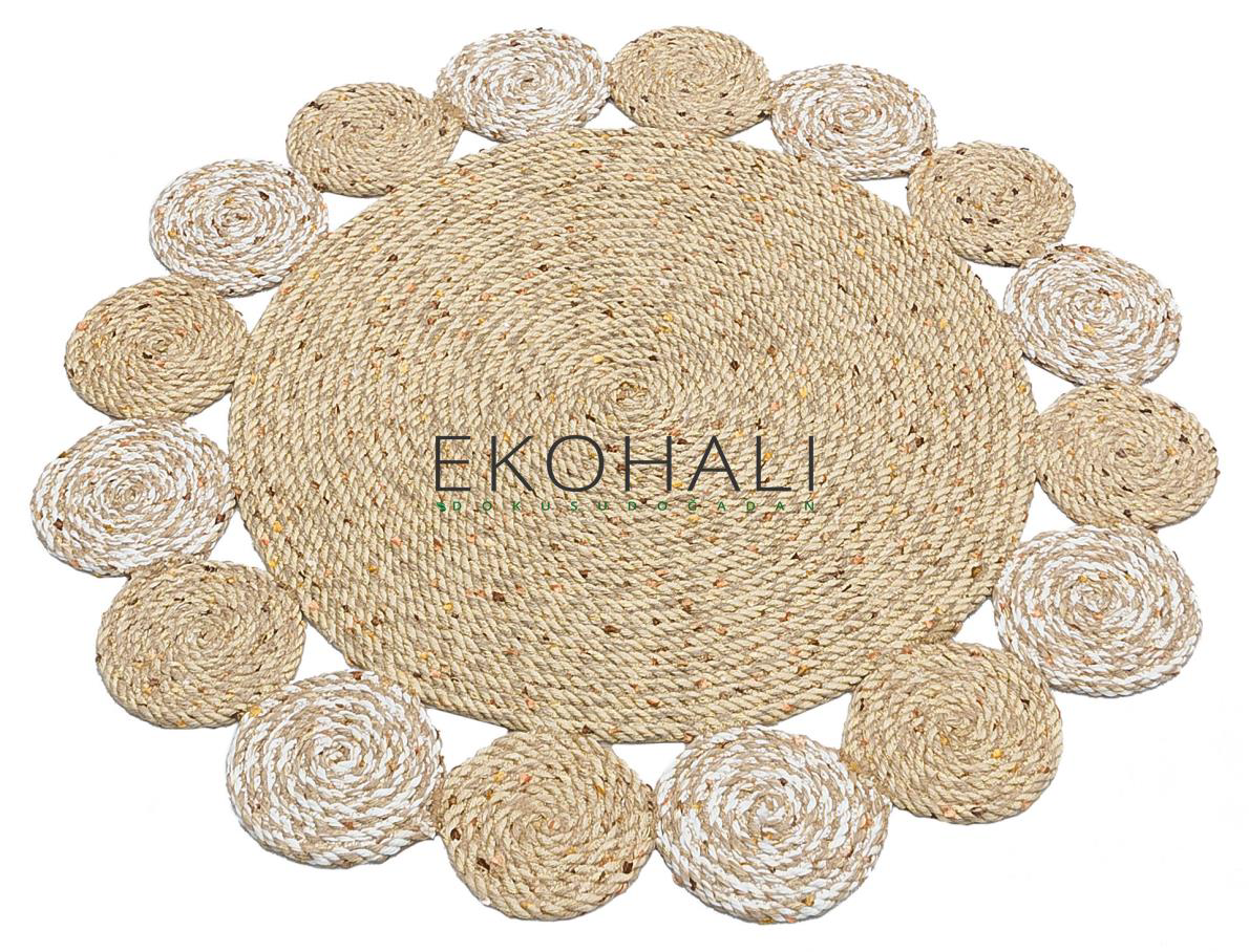 Patna Koleksiyonu Jüt Örgü Halı PTN 03 Natural White