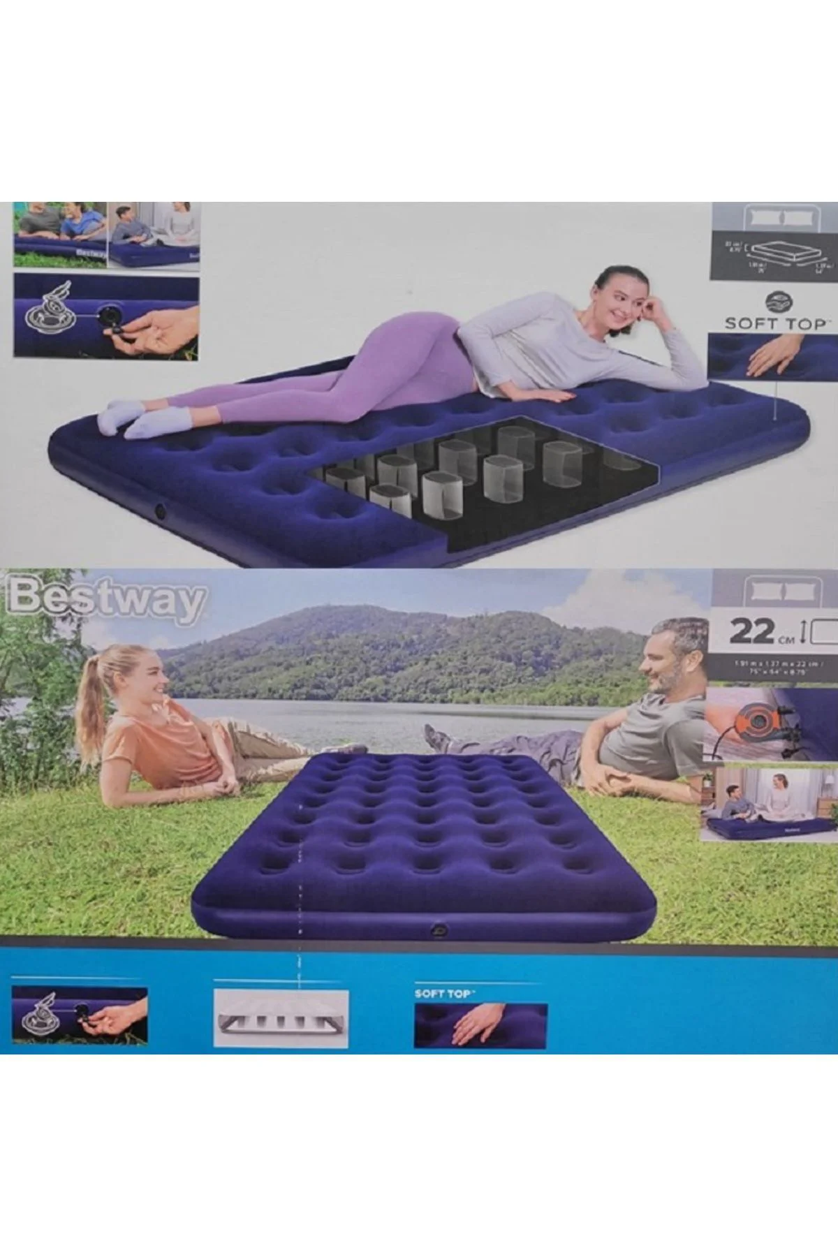Pavillo 67287 Çift Kişilik Şişme Yatak Pompa 191X137X22