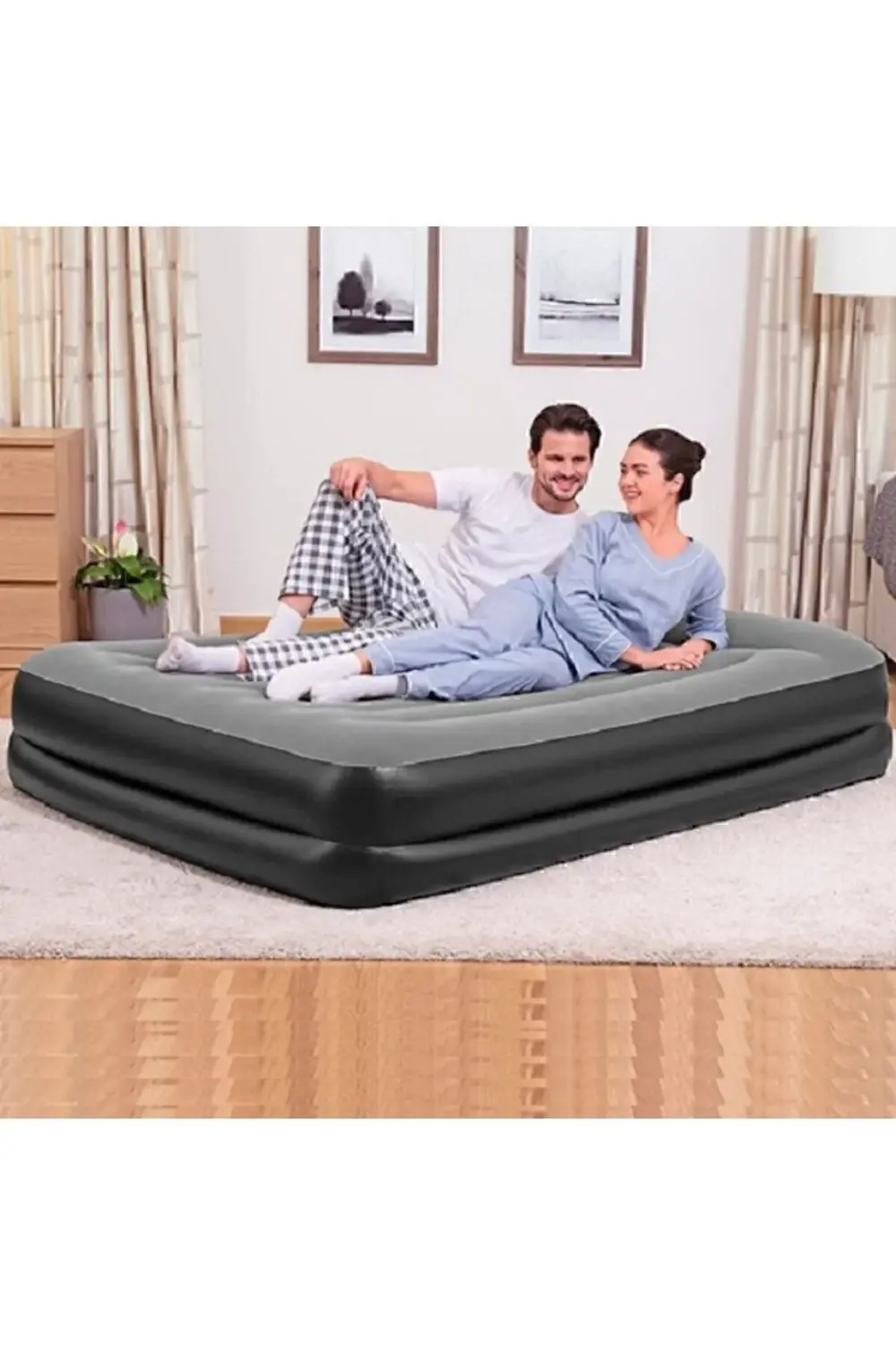 Pavillo 67403 Çift Kişilik Şişme Yatak Gri Pompa 203x152x38cm