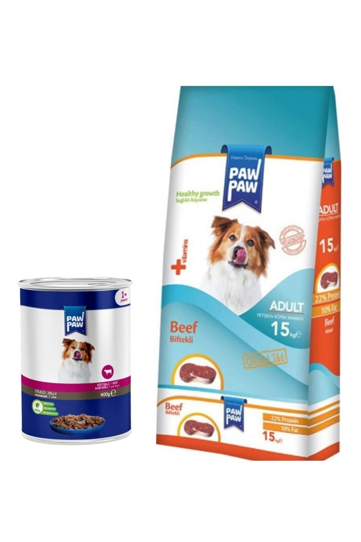 Paw Paw Biftekli Yetişkin Köpek Maması 15 Kg + Konserve