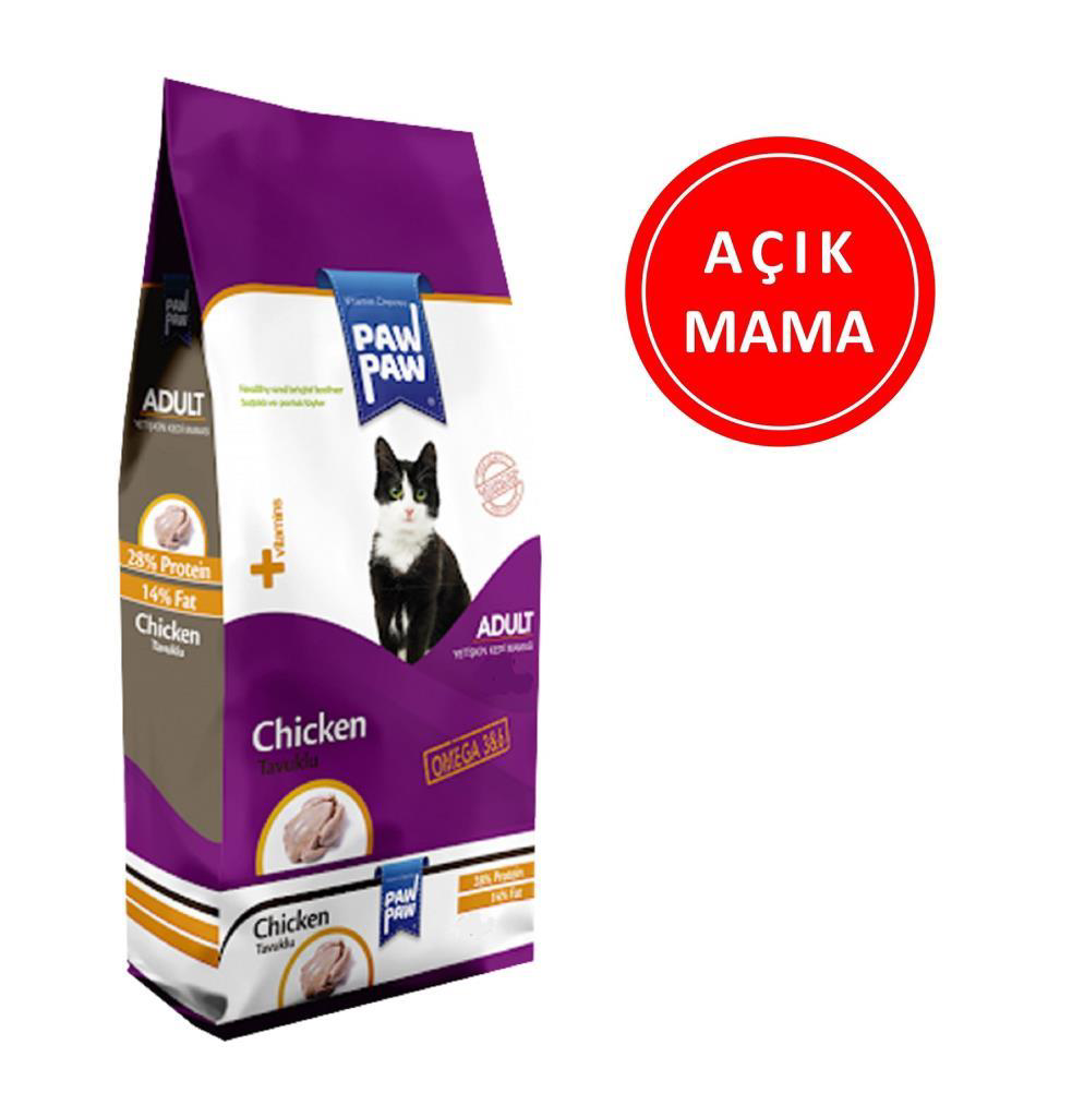 Paw Paw Chicken Tavuk Etli Yetişkin Kedi Maması 1 Kg AÇIK