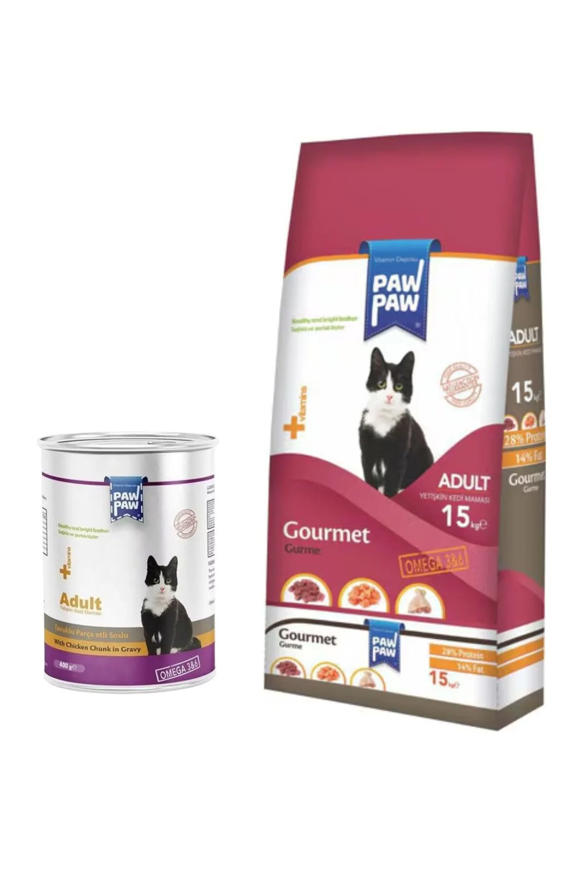 Paw Paw Gurme Renkli Yetişkin Kedi Maması 15 Kg + Konserve