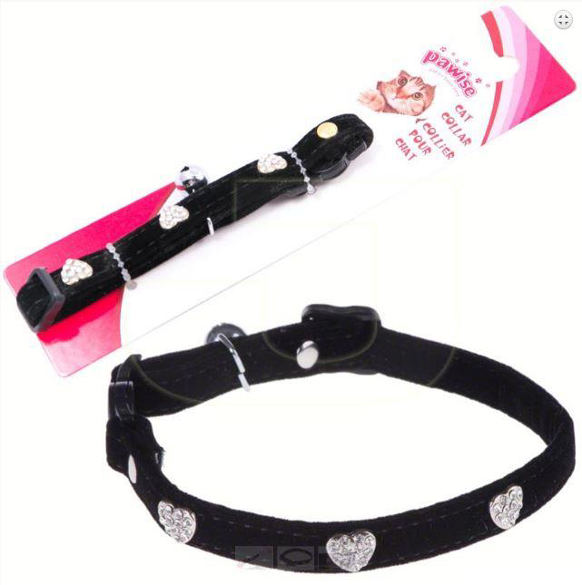 Pawise Kalp Taşlı Siyah Kedi Boyun Tasması Pawise Kalp Taşlı Siyah Kedi Boyun Tasması