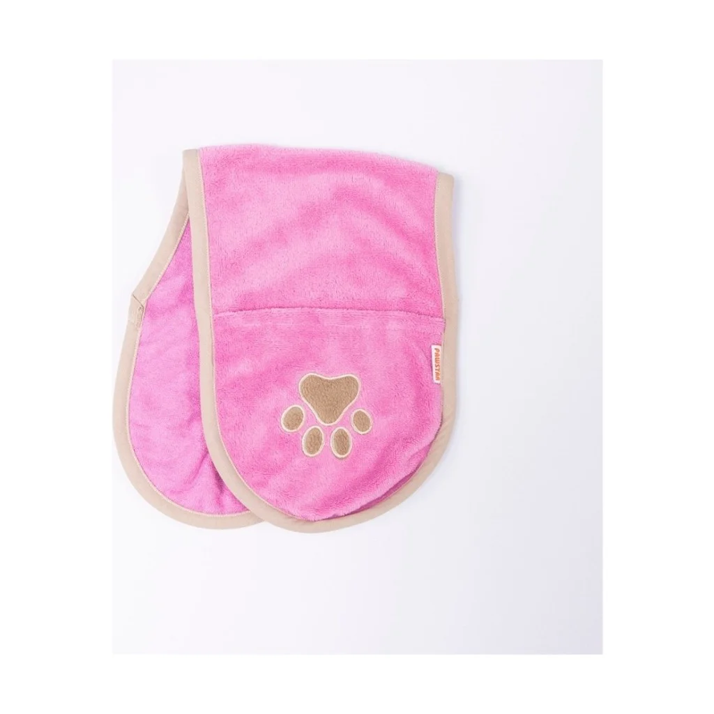 Pawstar Kedi  Köpek Banyo Kurulama Elcikli Havlu Pembe 23x78cm %1