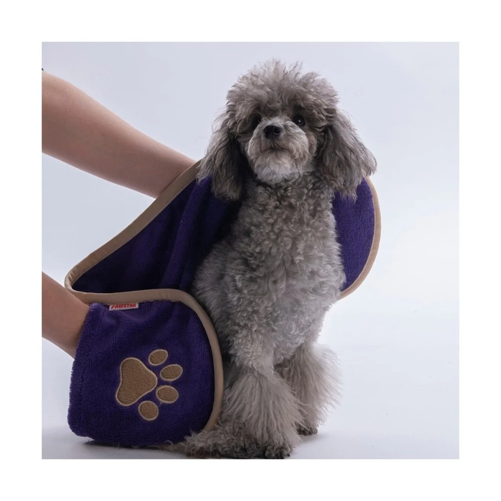 Pawstar Kedi  Köpek Banyo Kurulama Elcikli Havlu Mor 23x78cm %100