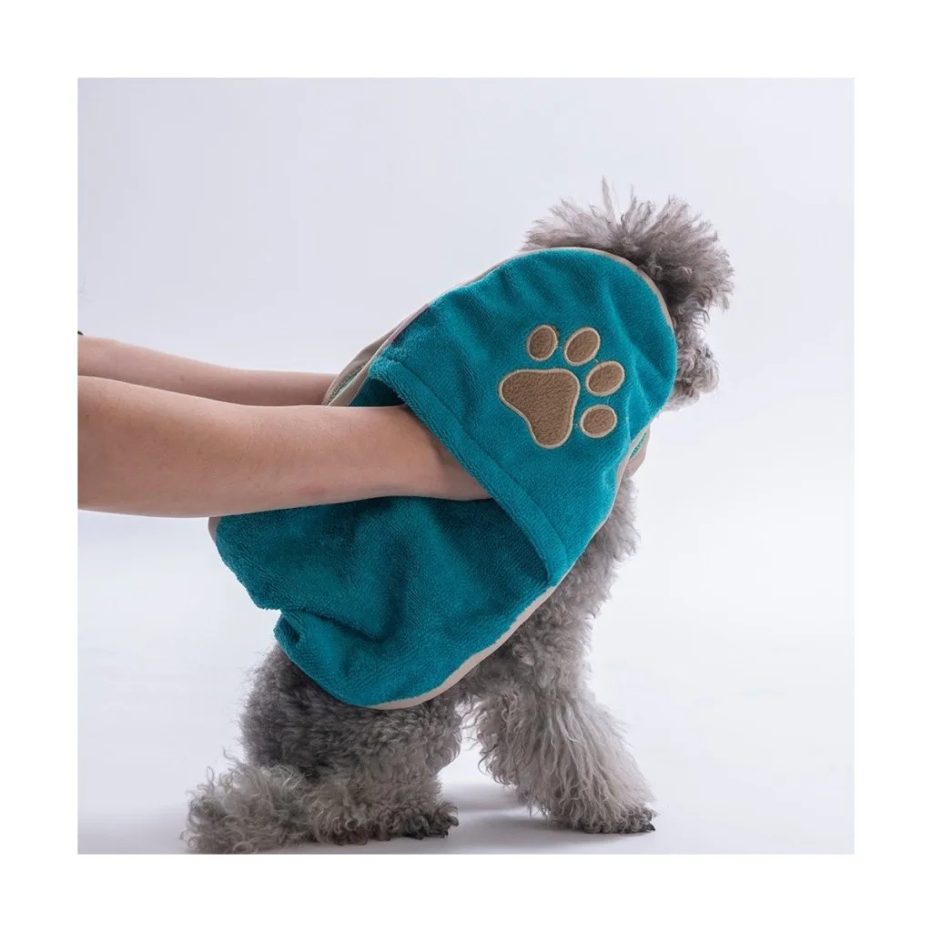 Pawstar Kedi  Köpek Banyo Kurulama Elcikli Havlu Turkuaz 23x78cm 