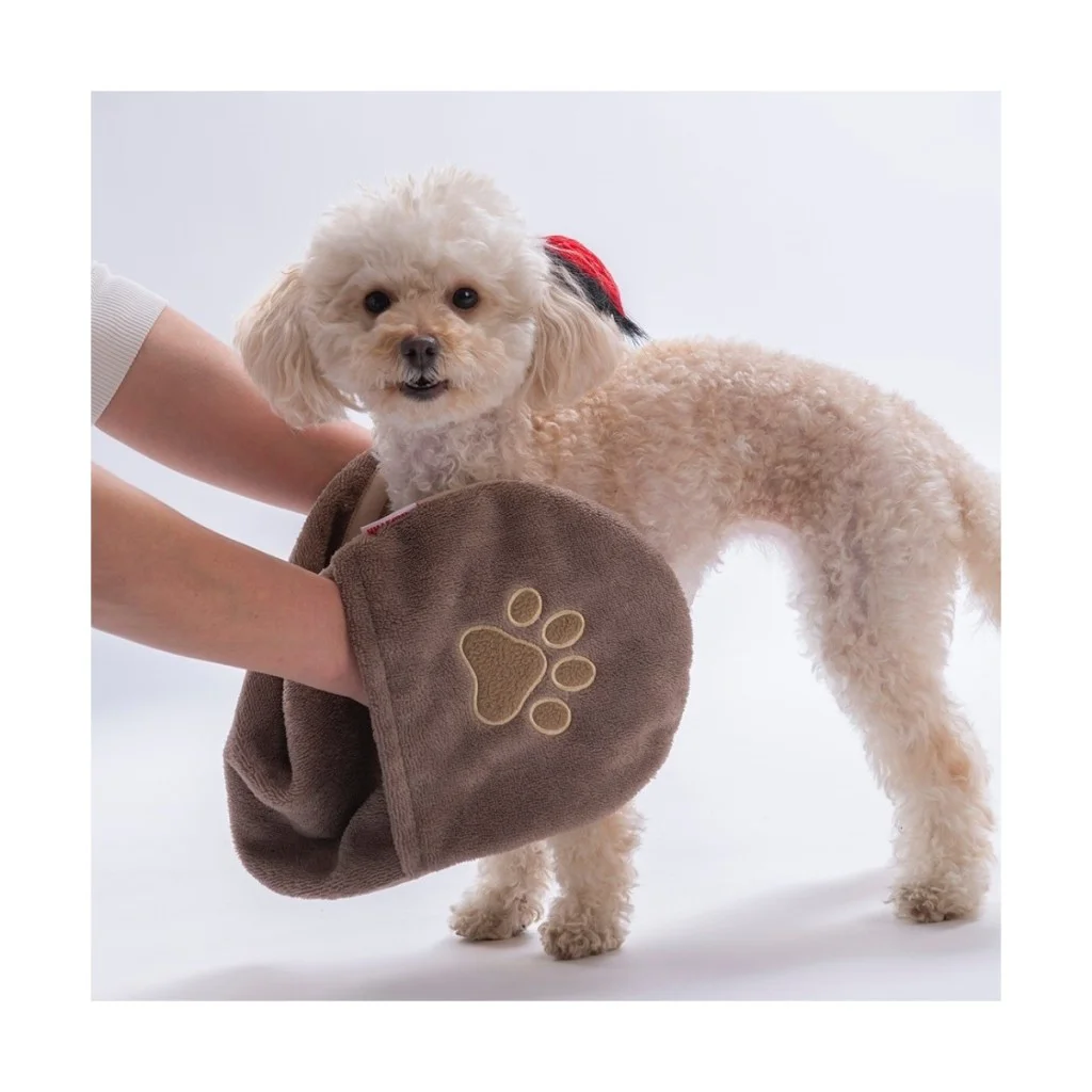 Pawstar Kedi  Köpek Banyo Kurulama Elcikli Havlu Kahverengi 23x78