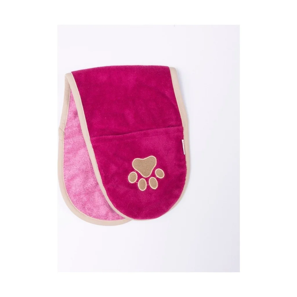 Pawstar Kedi  Köpek Banyo Kurulama Elcikli Havlu Fuşya 23x78cm %1