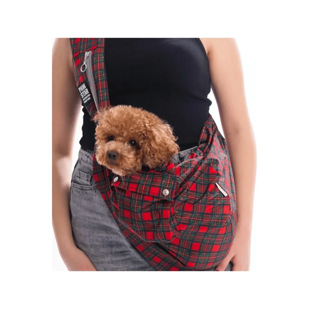 Pawstar Kedi, Küçük Köpek Taşıma Çantası Red Elgin Paws CrossBody