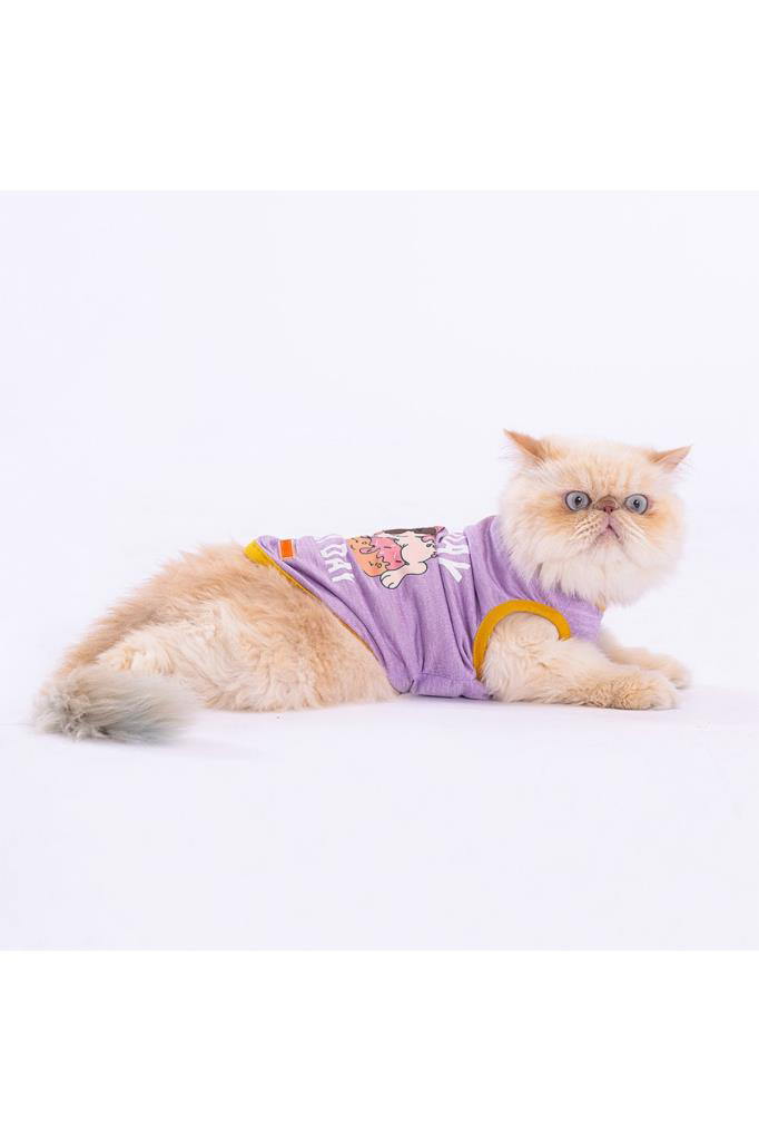 Pawstar Kedi ve KÜÇÜK Köpek T-Shirt Plum Lazy 2XL Sırt43cm Göğüs5
