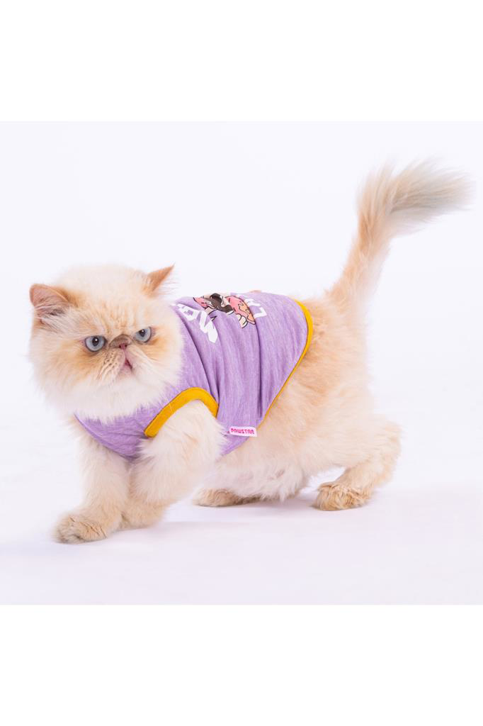 Pawstar  Kedi Ve Küçük Köpek T-Shirt Plum Lazy M Sirt28cm Göğüs41c