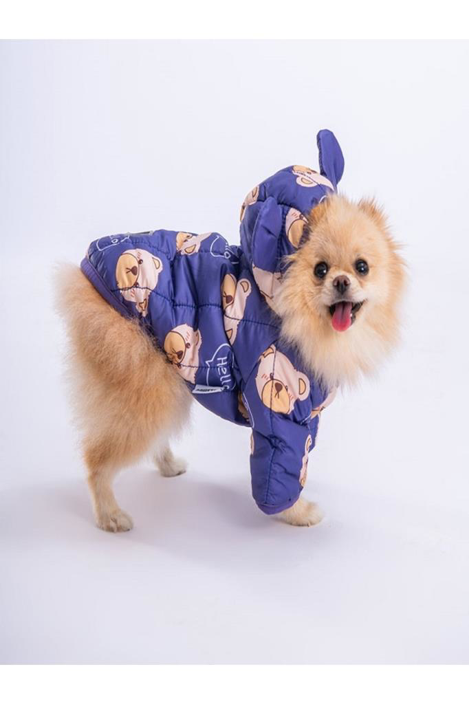 Pawstar Köpek Blue Teddy Puff Raincoat Large Sırt33cm Göğüs46cm B
