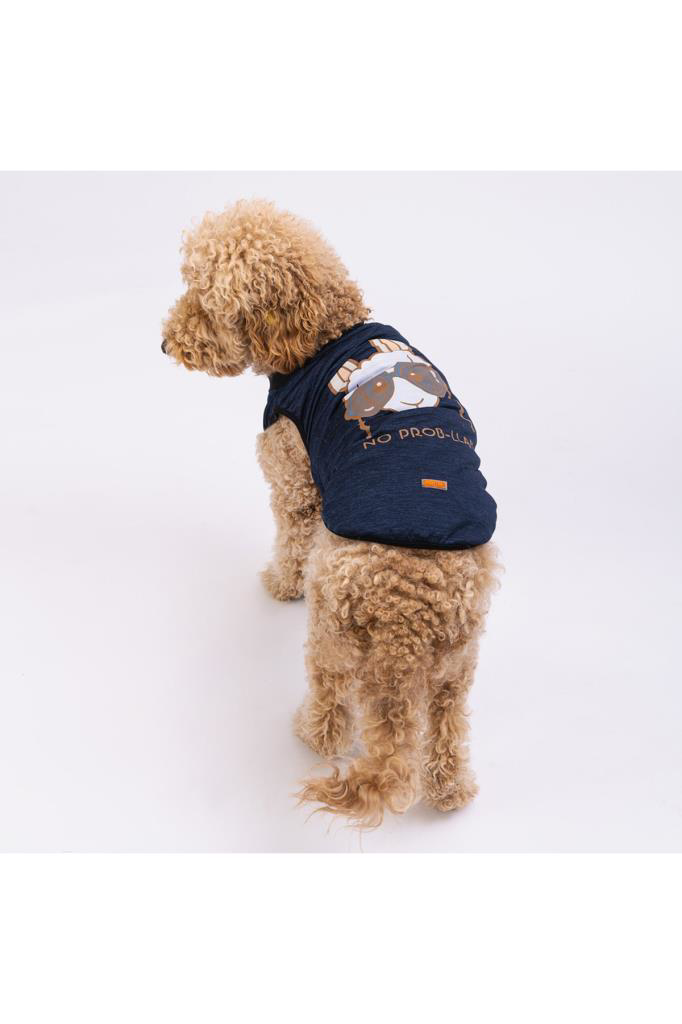 Pawstar Köpek Navyblue NoProb-Lama Big T-shirt Büyük 4XLarge Sırt