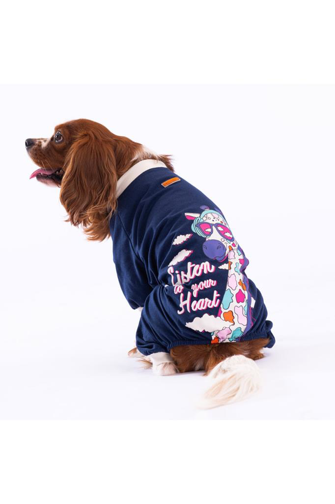 Pawstar Köpek Navy Blue Giraffe Pyjamas 2XLarge Sırt43cm Göğüs58c