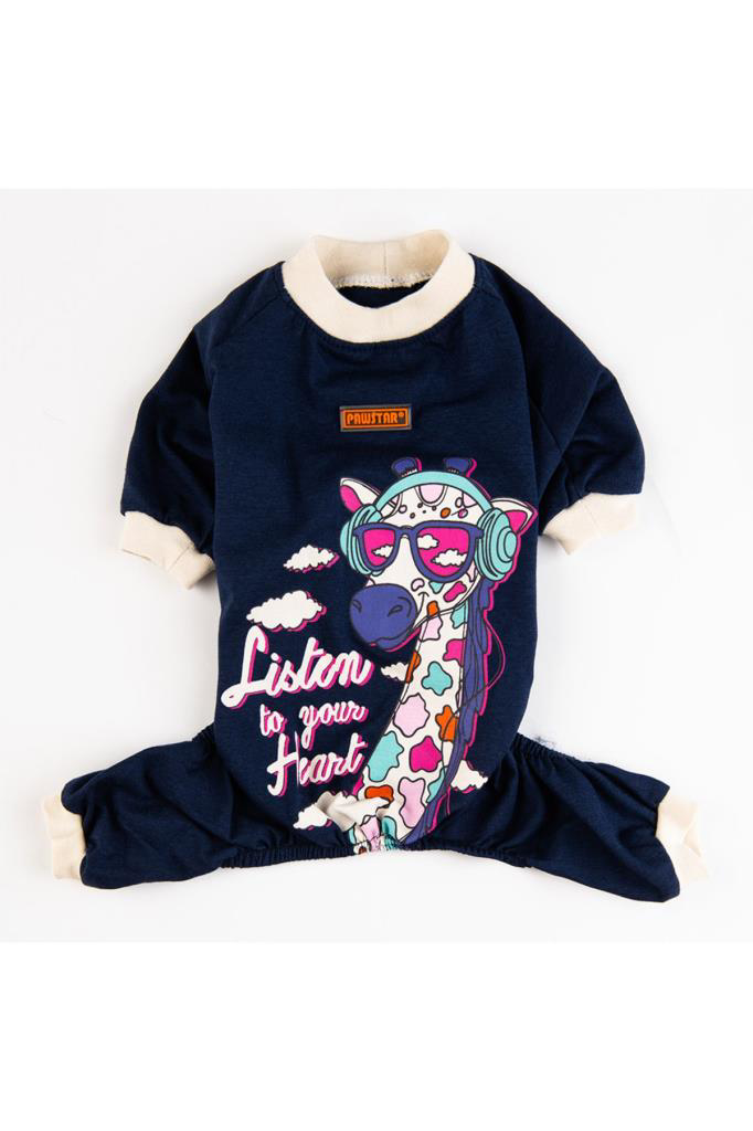 Pawstar Köpek Navy Blue Giraffe Pyjamas 2XLarge Sırt43cm Göğüs58c
