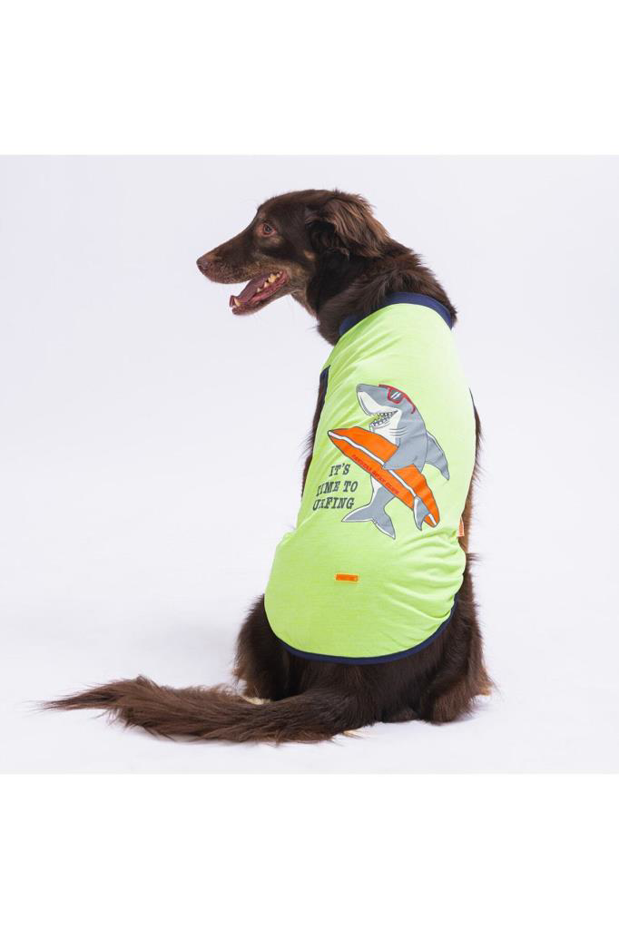 Pawstar Köpek T-Shirt Yeşil Shark Büyük 5XL Sırt62cm Göğüs79cm Bo