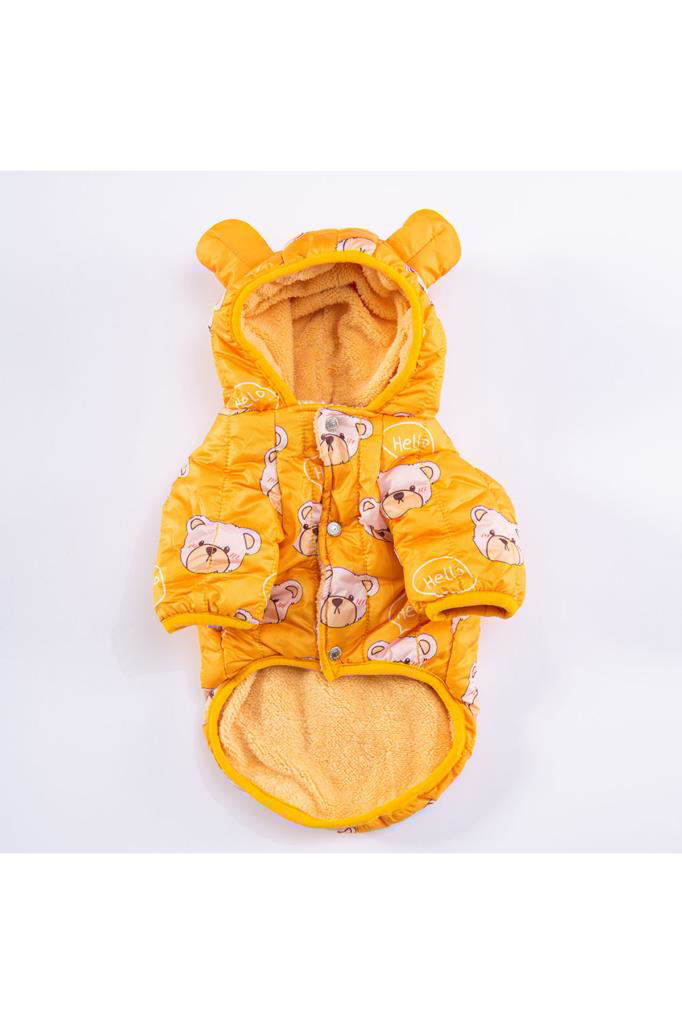 Pawstar Köpek Yellow Teddy Puff Raincoat Medium Sırt28cm Göğüs41c