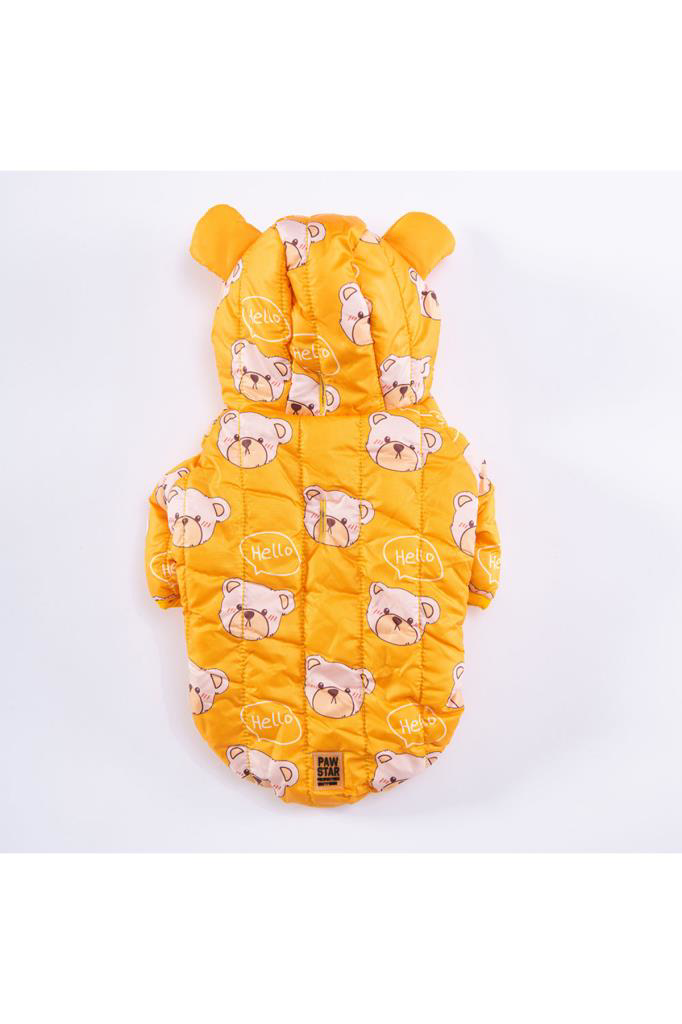Pawstar Köpek Yellow Teddy Puff Raincoat Medium Sırt28cm Göğüs41c