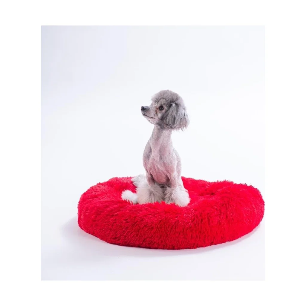Pawstar Lüx Donut Kedi Köpek Yatağı Yıkanabilir Kırmızı 45 cm