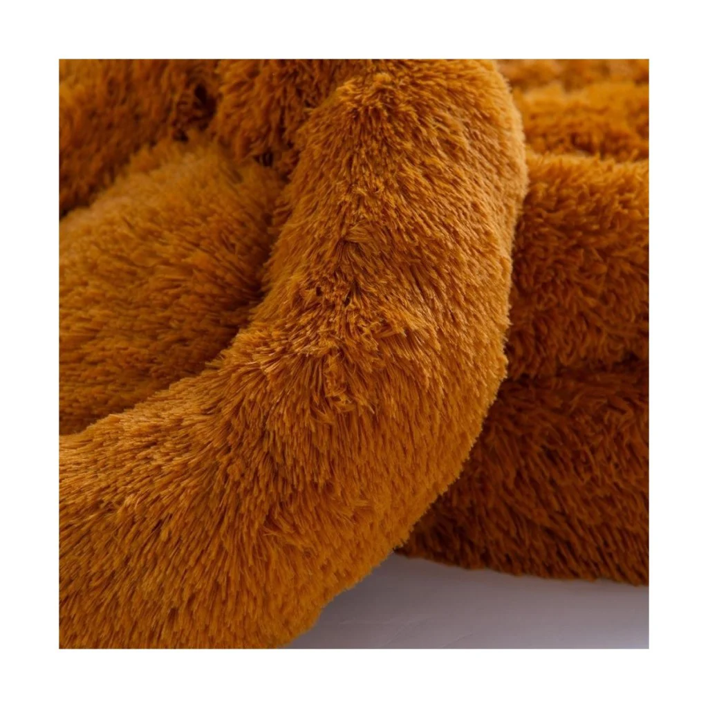 Pawstar Lüx Donut Kedi Köpek Yatağı Yıkanabilir Hardal 55 cm