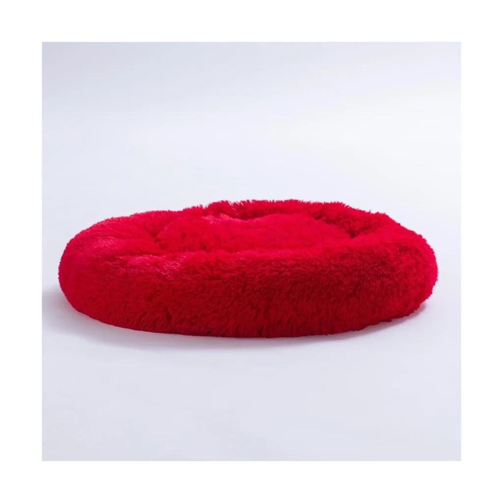 Pawstar Lüx Donut Kedi Köpek Yatağı Yıkanabilir Kırmızı 55 cm