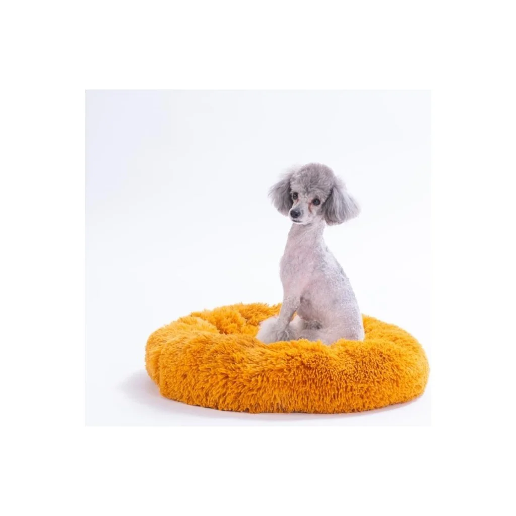 Pawstar Lüx Donut Kedi Köpek Yatağı Yıkanabilir Hardal 65 cm