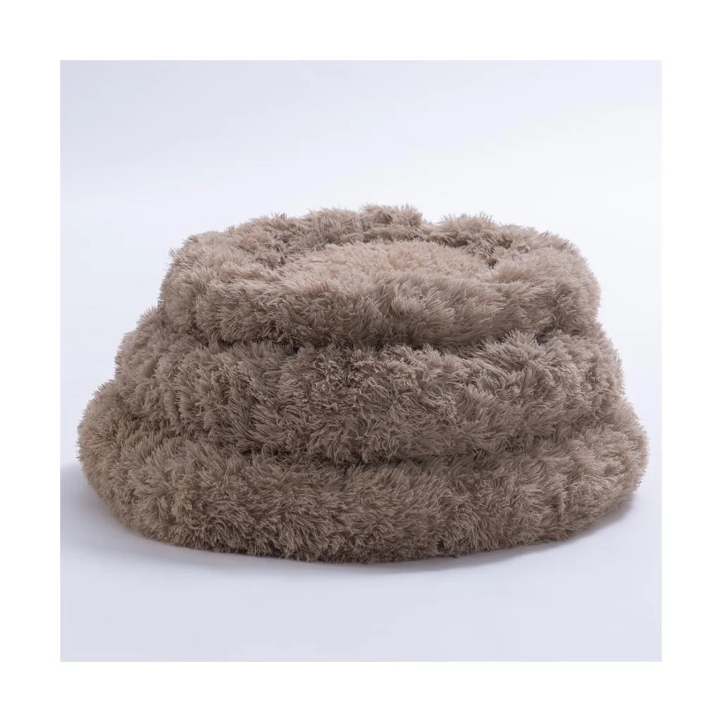 Pawstar Lüx Donut Kedi Köpek Yatağı Yıkanabilir Bej 45 cm